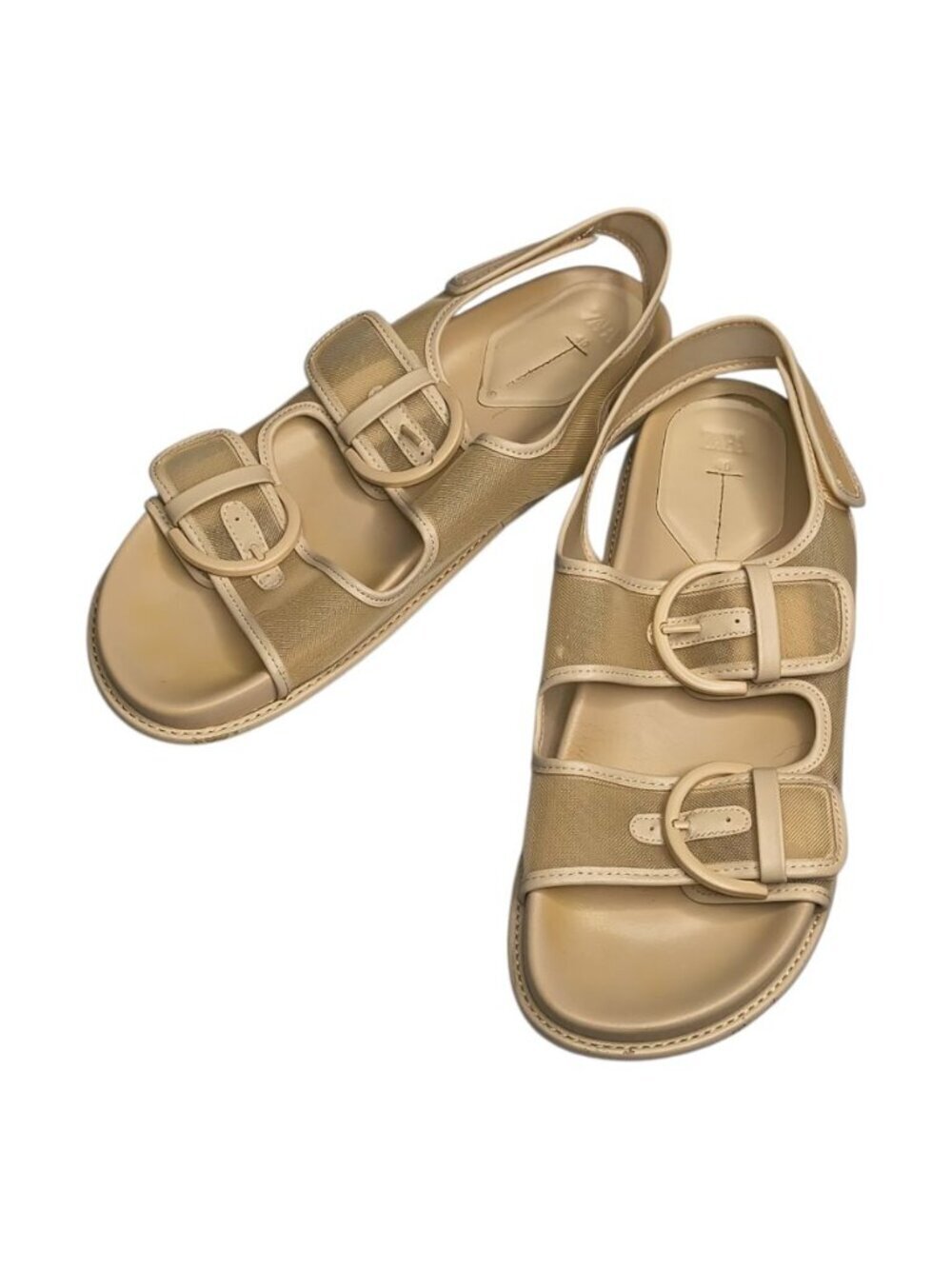 Zara Buckled Flat Mesh Sandals Sling Back Strap Women's Size 40 9.5